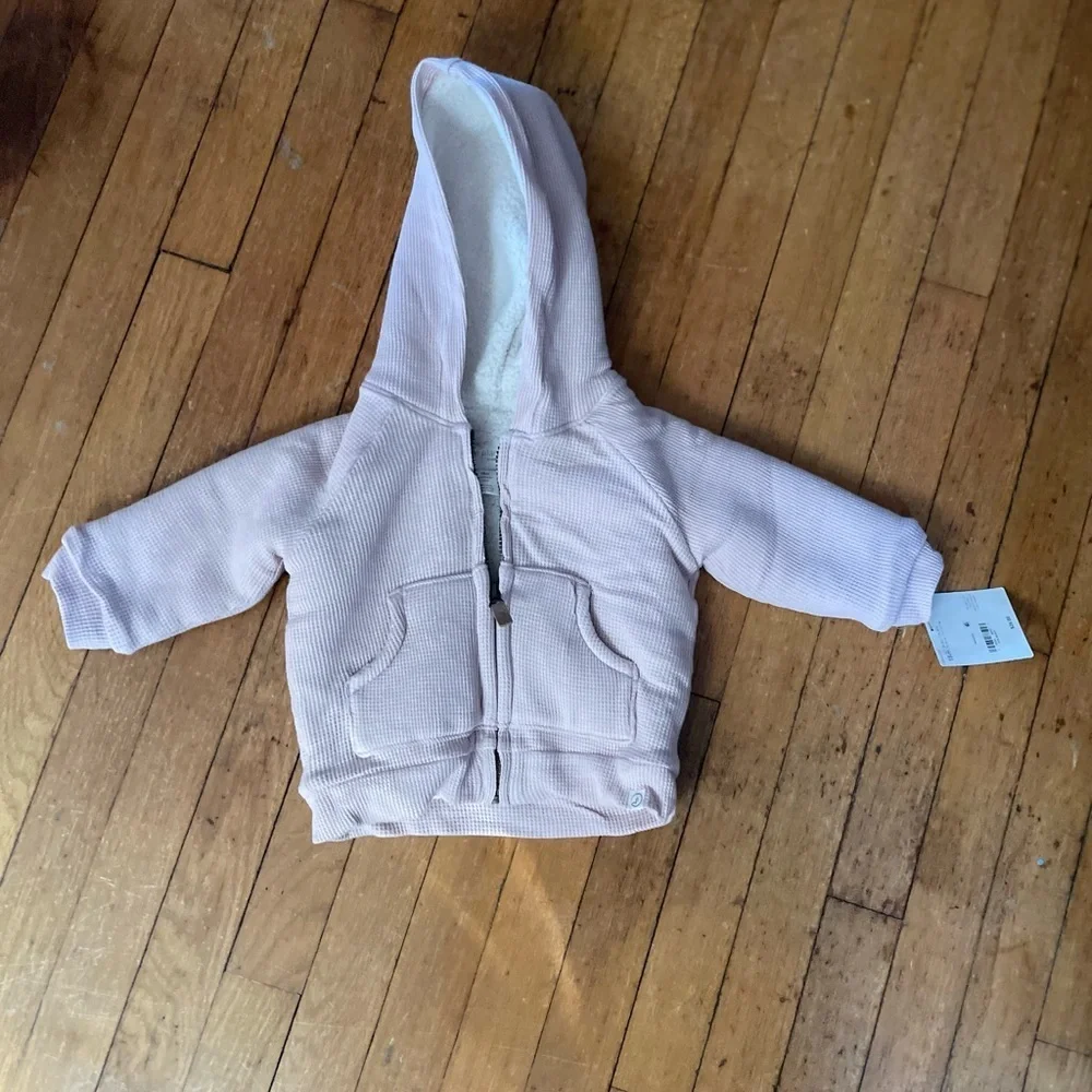 NWT Carters Little Planet fuzzy jacket size 18M light mauve pink